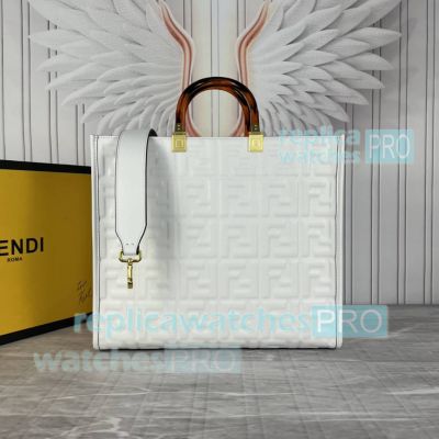 Replica Fendi White FF Sunshine Tote Bag Medium Size